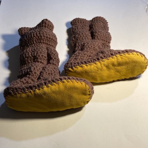Handmade Knitted Slipper Socks with leather sole. NWOT - Picture 2 of 7